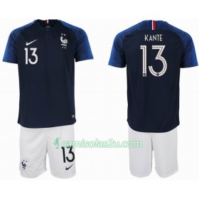 Camisolas de Futebol França KANTE 13 2 star Criança Equipamento Principal Copa do Mundo 2018 Manga Curta